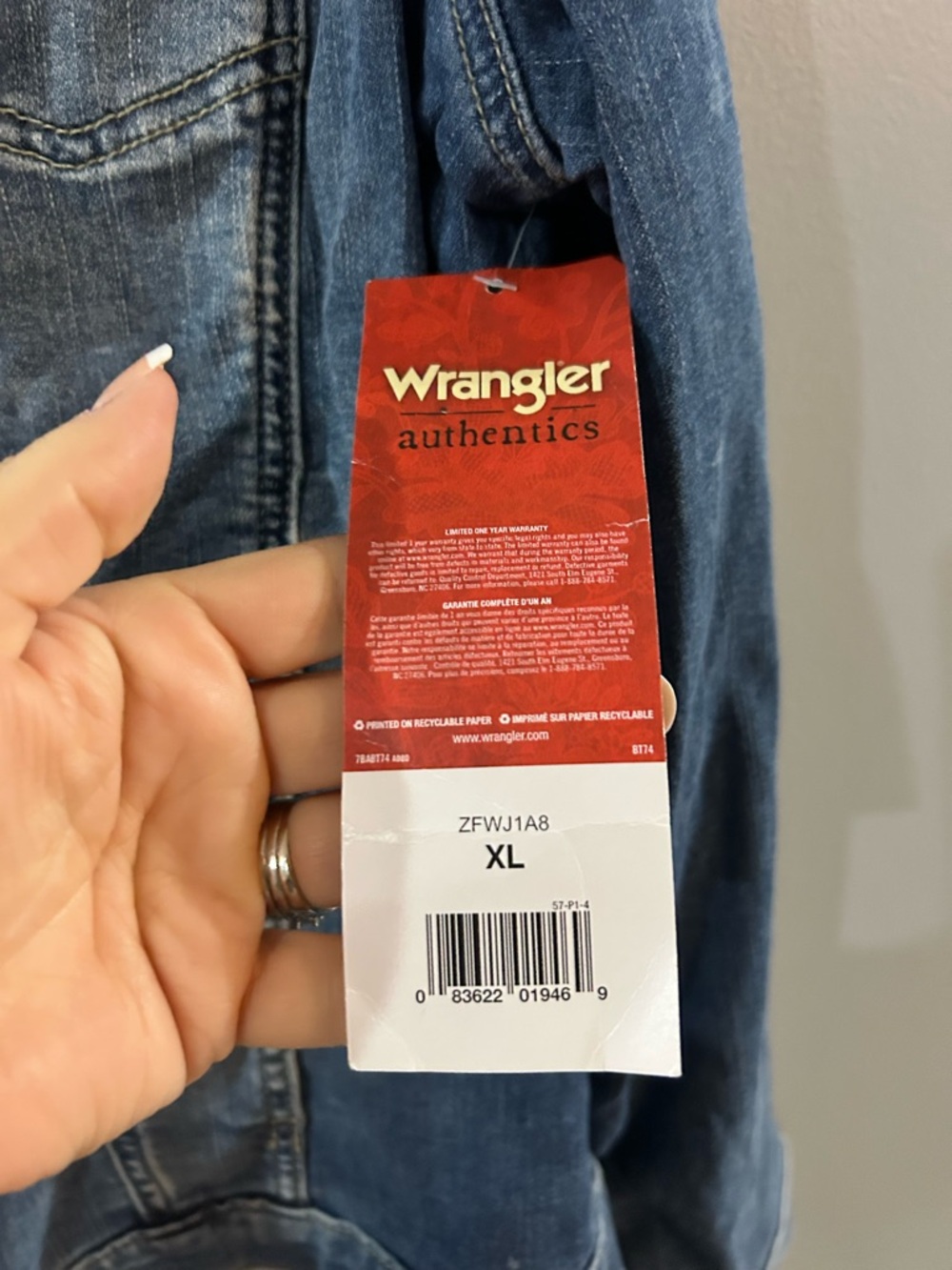 Wrangler Women's Distressed Indigo Denim Jacket - Picture 4 of 4